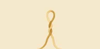 Visualisatie van een verstrengelde geest met de centrale vraag: welke gedachten zijn behulpzaam om tot rust te komen in yoga?