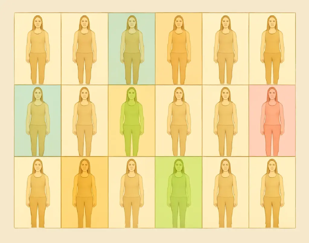 Symbolische illustratie van gekleurde gedachten bij de vraag: welke gedachten zijn behulpzaam in yoga?