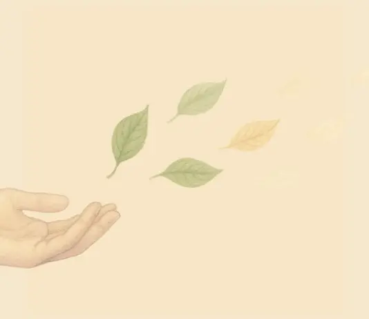 Illustratie loslaten is vrijheid, soetra 1.15, yoga inspiratie
