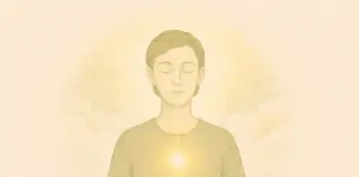 Ontdek hoe je in yoga het licht in jezelf als anker kunt gebruiken voor innerlijke rust en helderheid in je leven. Dit zie je in de afbeelding hoe yoga soetra 1.36 verbeeld wordt: een mooi licht van binnen bij een mediterend persoon.
